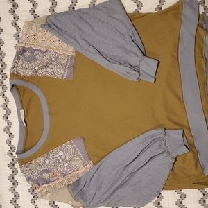 We the free patchwork long sleeve shirt